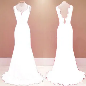 Pure Color Lace V-neck Sleeveless Long Party Dress