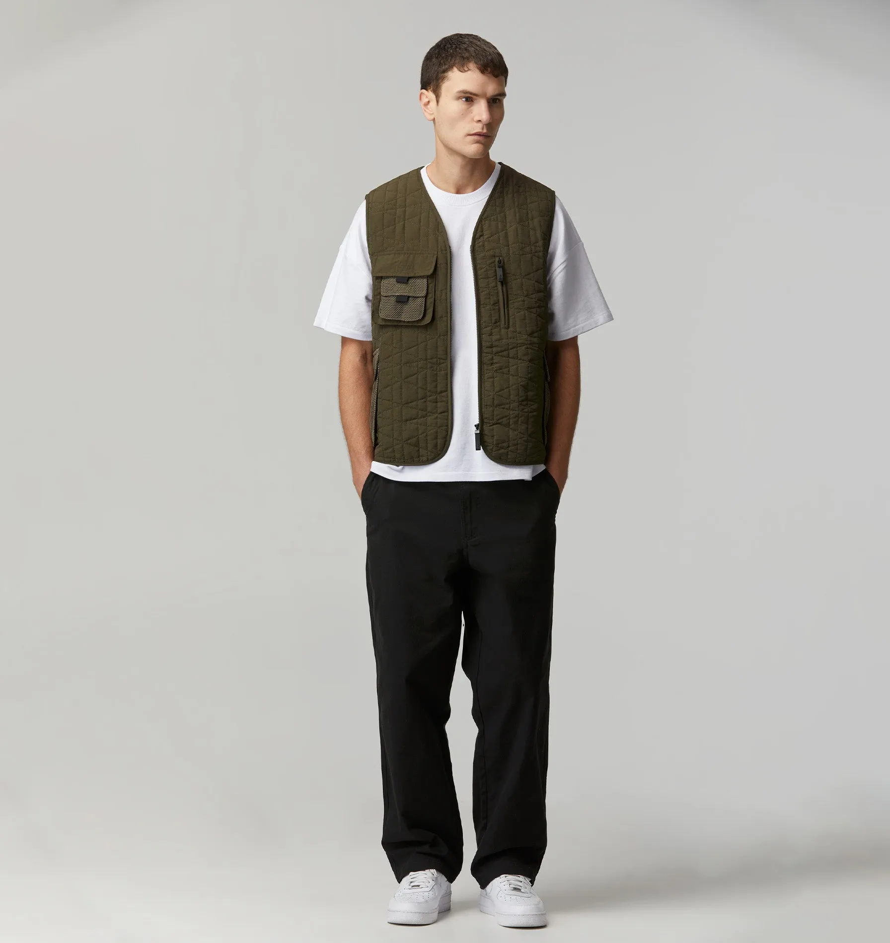 Quilted Utility Vest - Army Green
