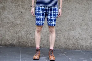 Samurai "Broken Lattice" Natural Indigo Dyed Easy Shorts