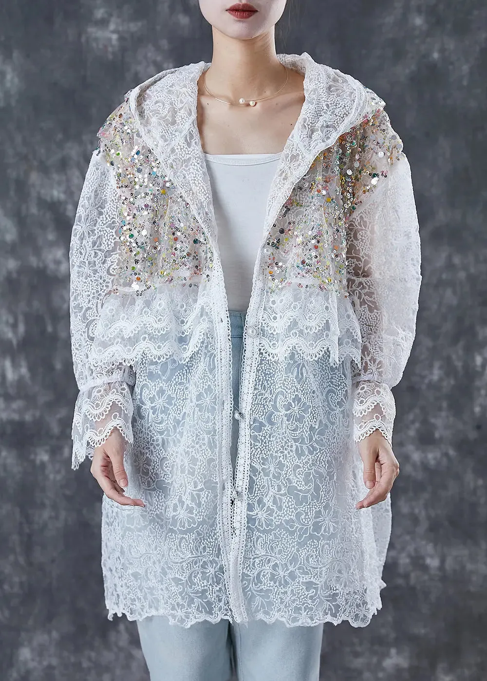 Sequins Hollow Out Lace Jackets Spring