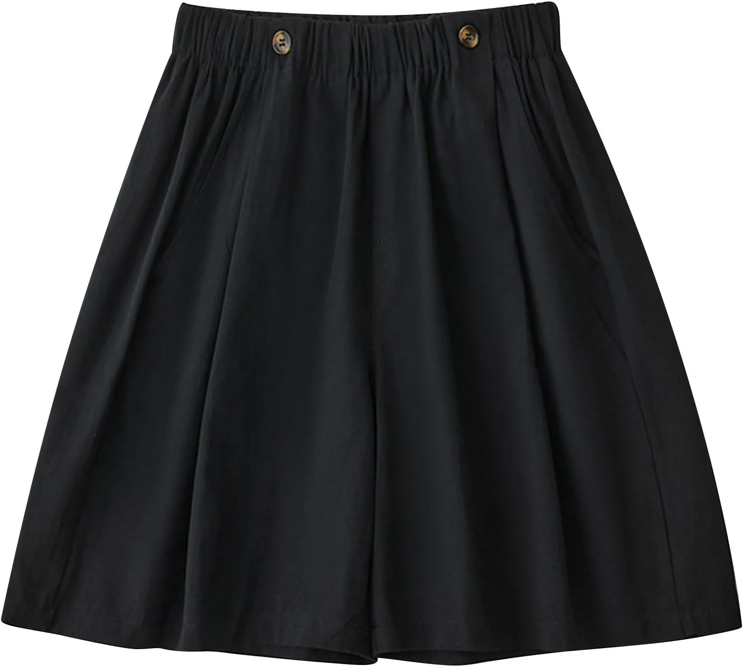 Shorts for Women High Waisted Dressy Casual Cotton Comfy Elastic Wasited Pleated Summer Lounge Shorts with Pocket