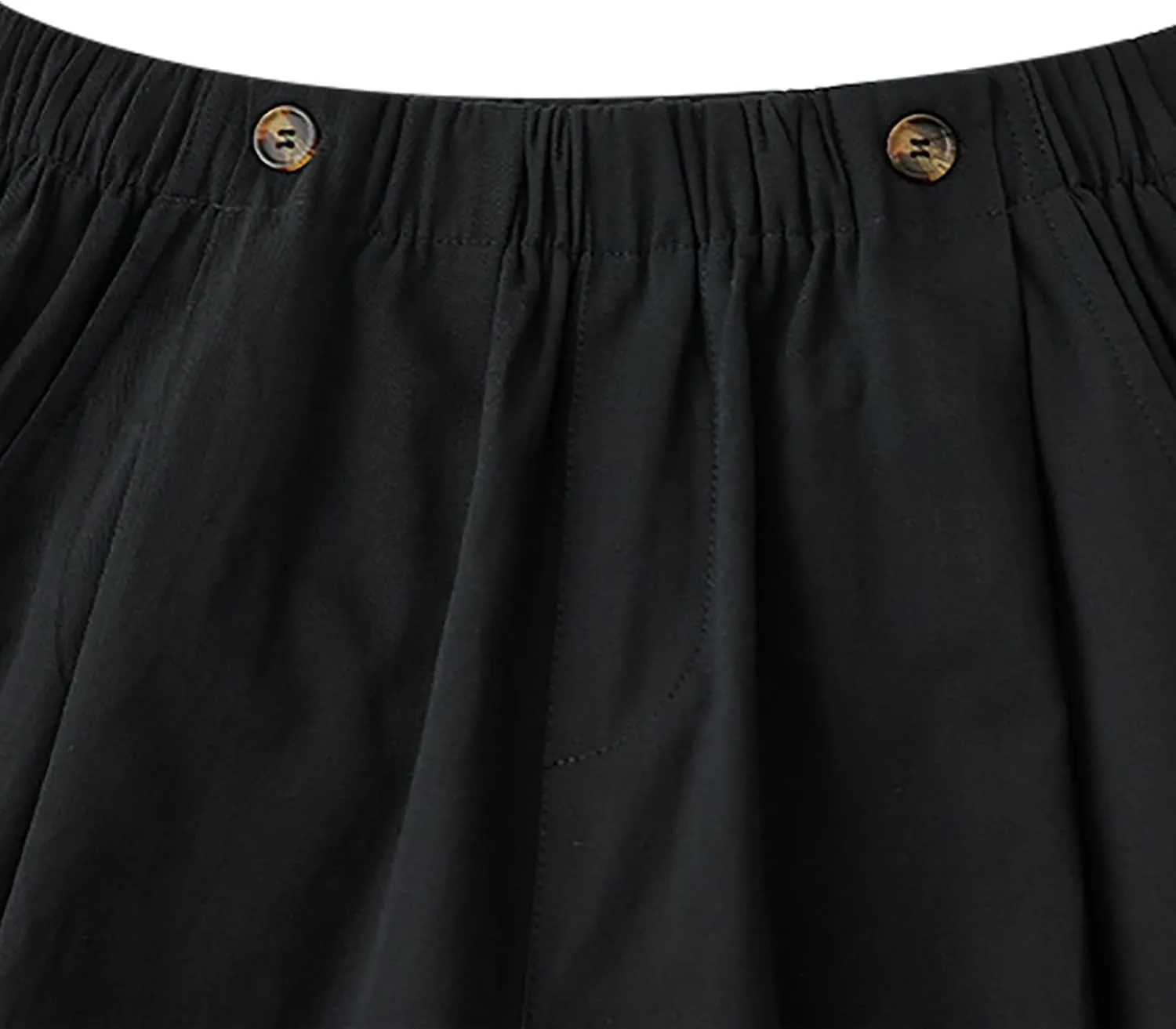 Shorts for Women High Waisted Dressy Casual Cotton Comfy Elastic Wasited Pleated Summer Lounge Shorts with Pocket