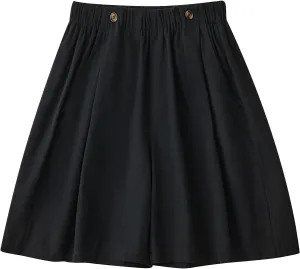 Shorts for Women High Waisted Dressy Casual Cotton Comfy Elastic Wasited Pleated Summer Lounge Shorts with Pocket