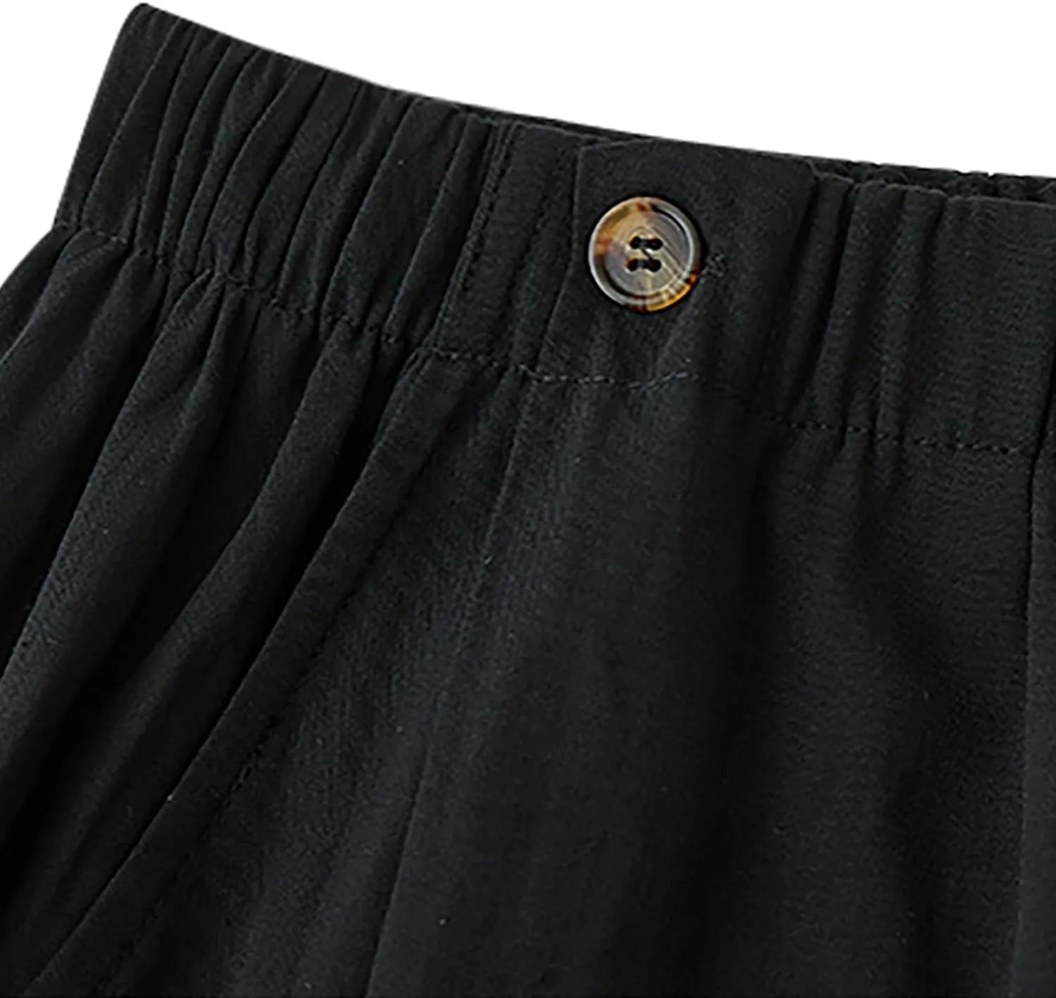 Shorts for Women High Waisted Dressy Casual Cotton Comfy Elastic Wasited Pleated Summer Lounge Shorts with Pocket