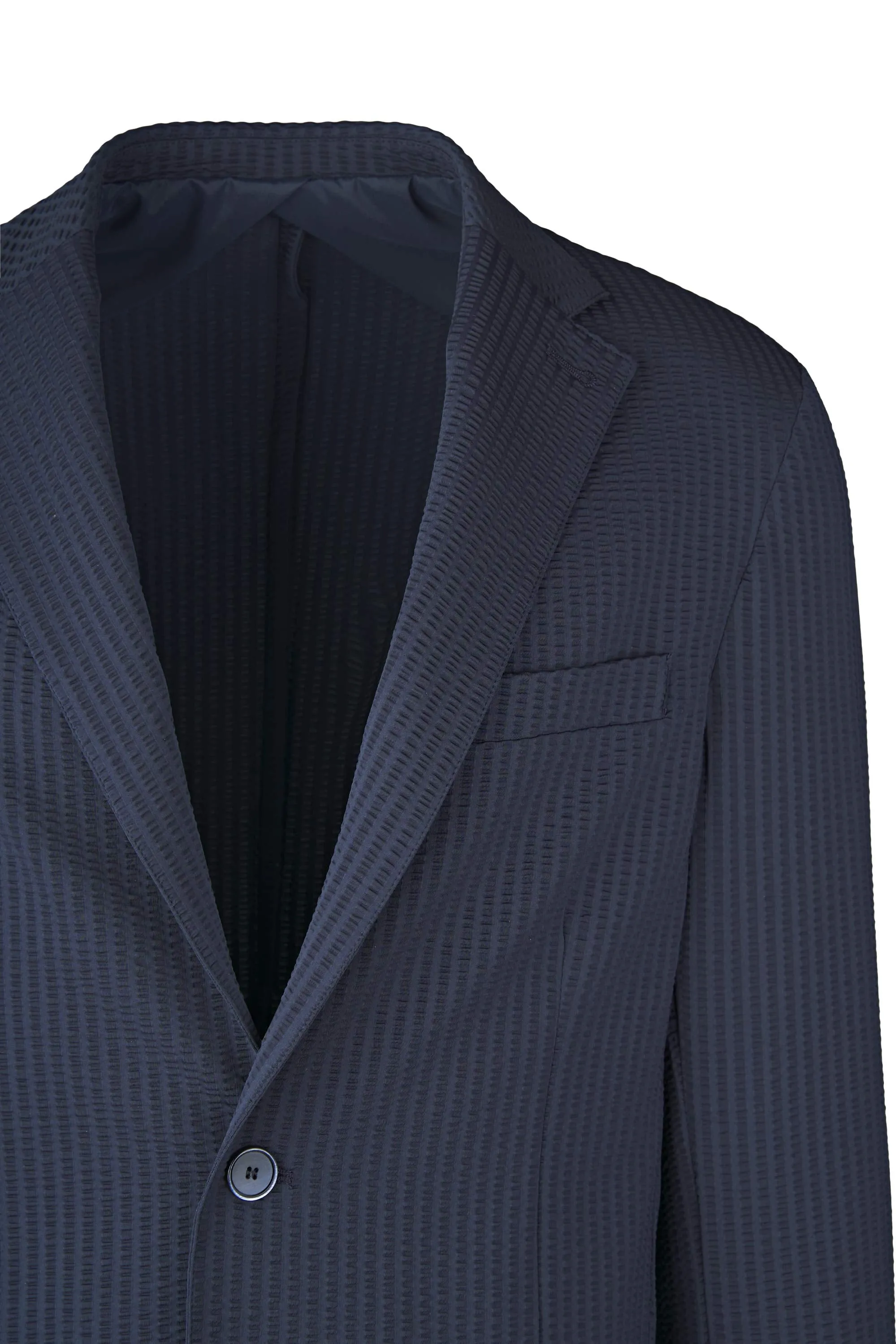 Single-Breasted Stretch Seersucker Blazer