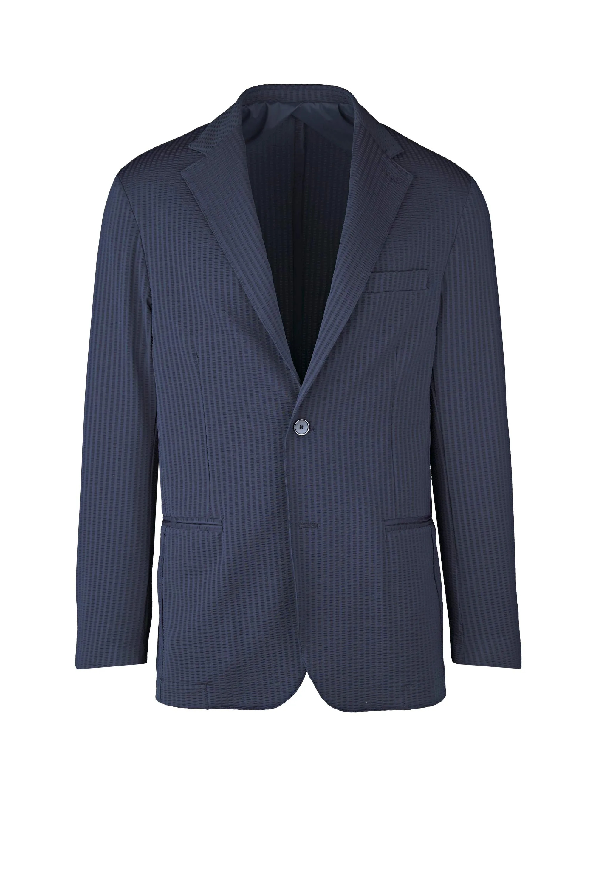 Single-Breasted Stretch Seersucker Blazer