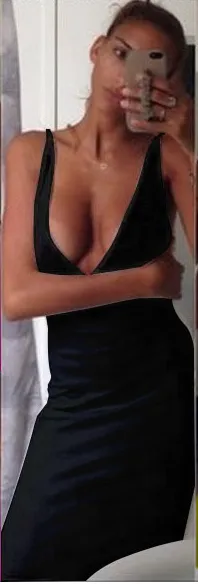 Straps V-neck Solid Backless Bodycon Knee-length Dress
