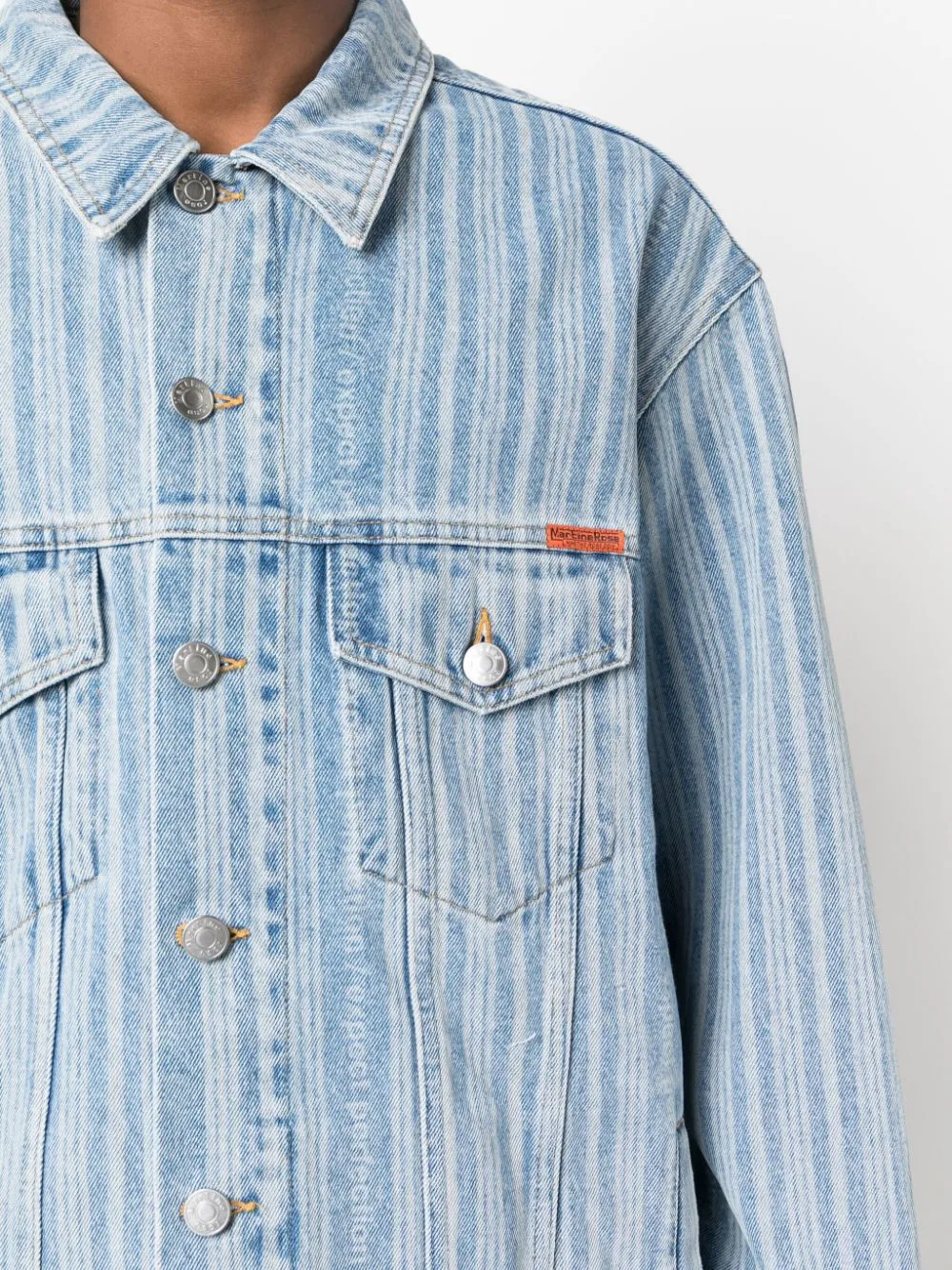 striped denim jacket