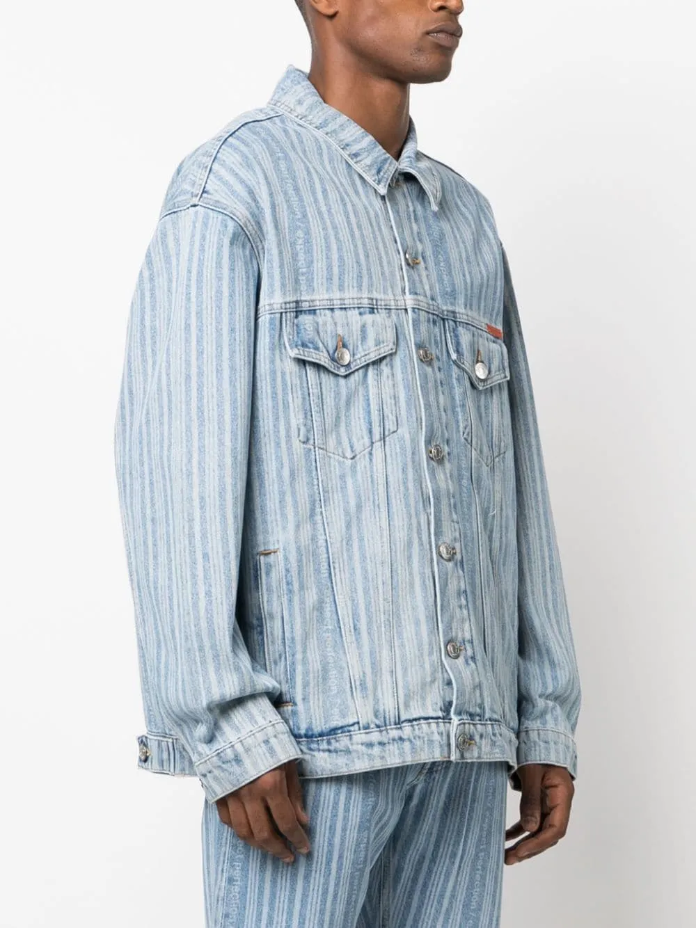 striped denim jacket