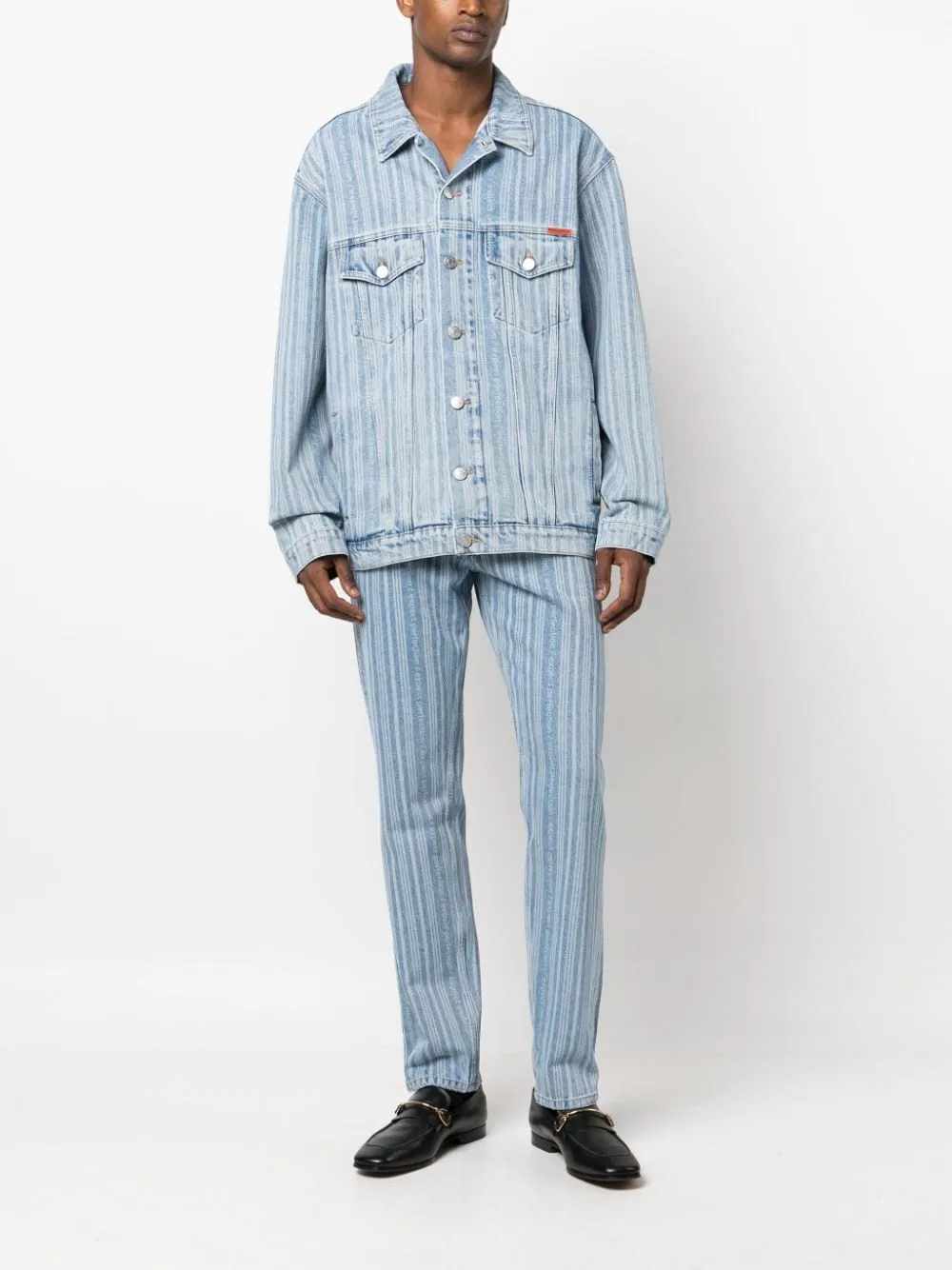 striped denim jacket