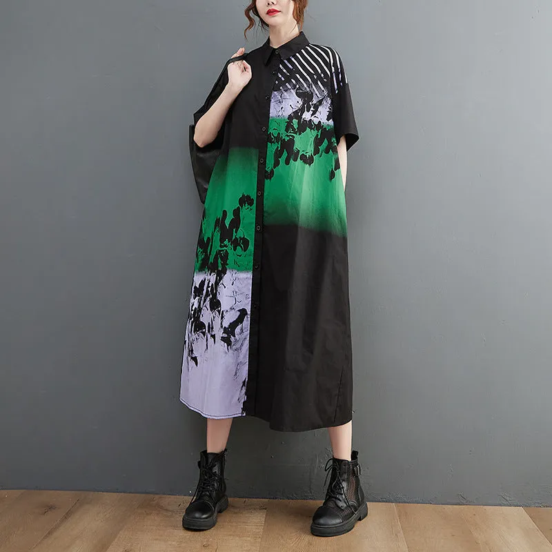 Summer New Arrival Artsy Plus Size Loose Slimming Printed Dress