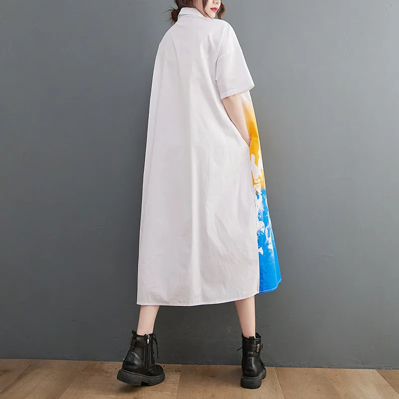 Summer New Arrival Artsy Plus Size Loose Slimming Printed Dress