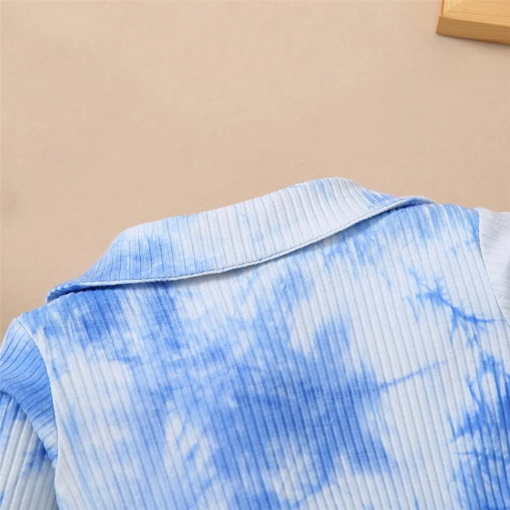 Toddler Girls Bow Long Sleeve Tie Dye Mesh Princess Wholesale Girl Dresses