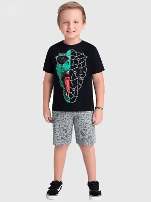 Toddler/Kid Boy Animals Print Cotton T-shirt with Shorts Set (5 Designs)