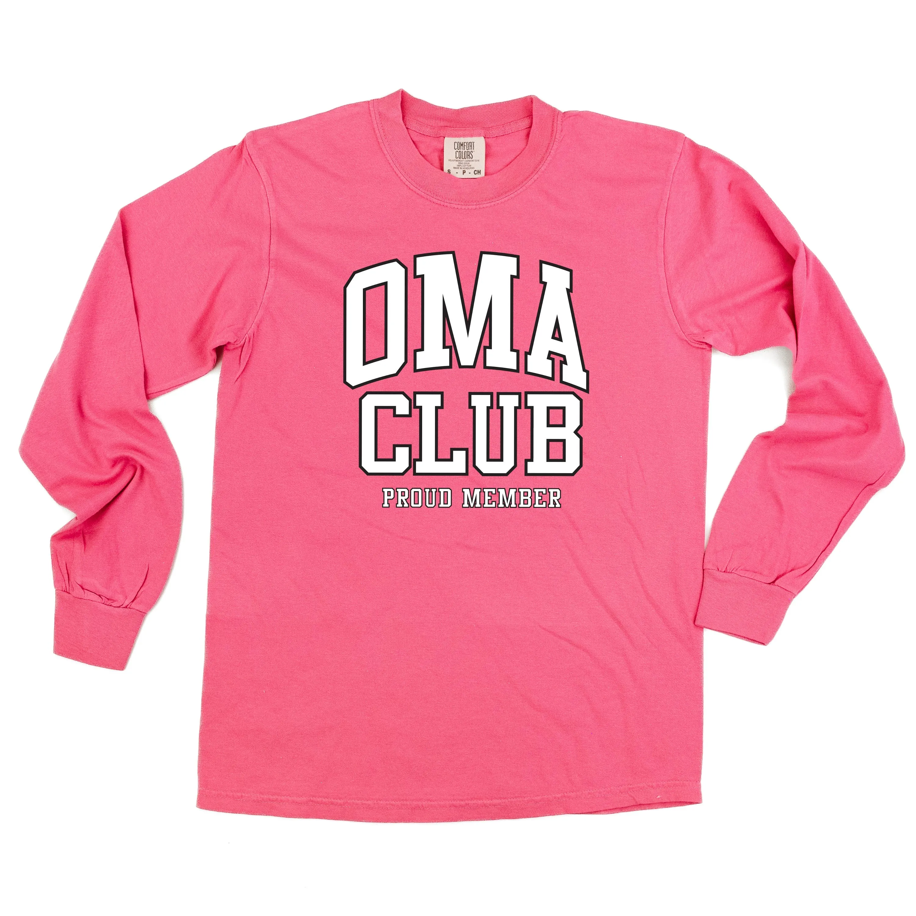 Varsity Style - OMA Club - Proud Member - LONG SLEEVE COMFORT COLORS TEE