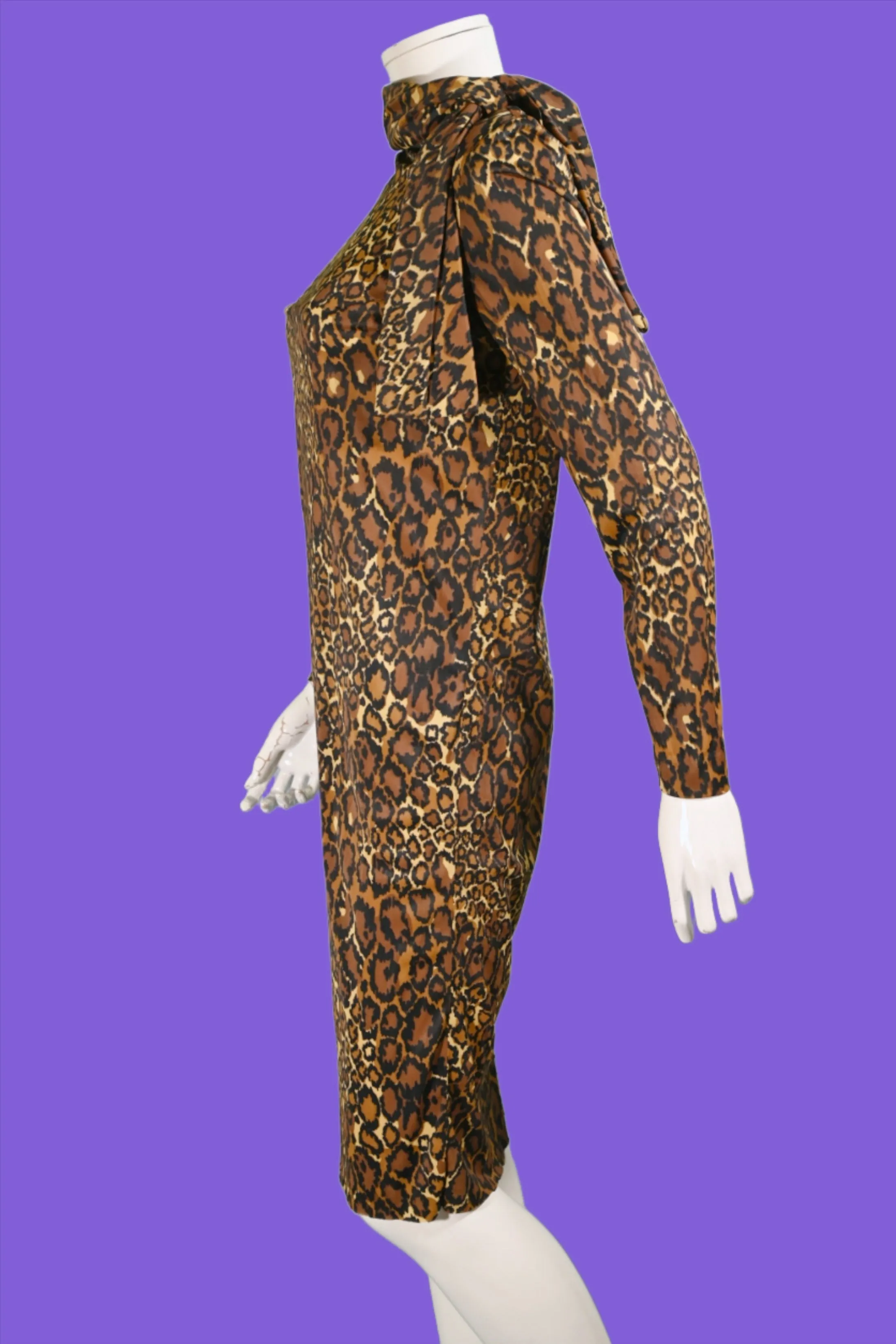 Vintage 60s Leopard Print Dress, 1960s Slinky Shift Dress