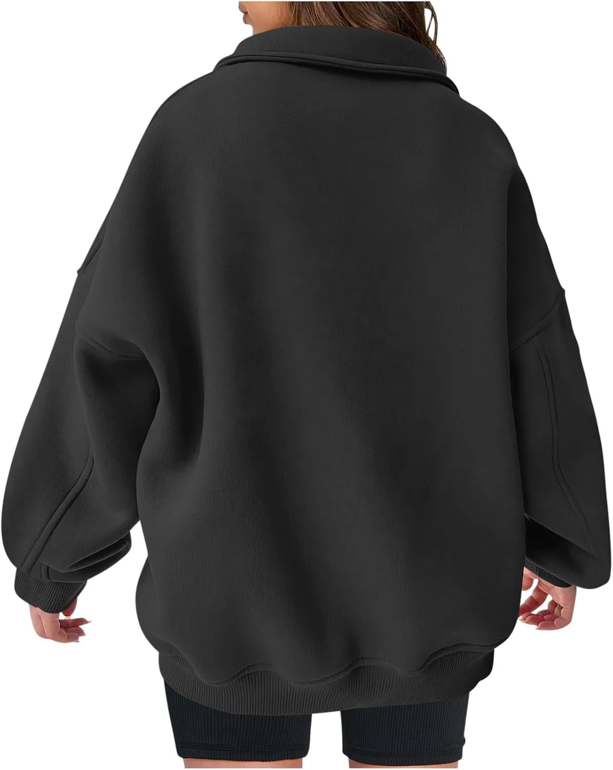 Women's Oversized Quarter Half Zip Hoodies Sweatshirt,2024 Winter V Neck Long Sleeve Pullover Tunic Trendy Clothes