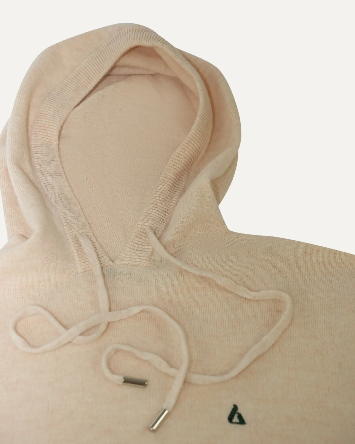 Wool Classy Hoodie - Beige & Dark Green Logo